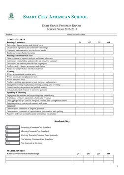 Grade 8 Progress Report 2016-2017 | PDF | Common Core State Standards ...