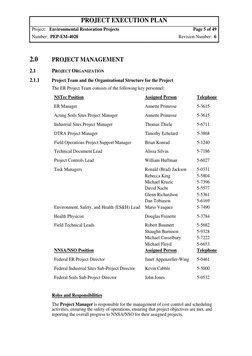 PROJECT EXECUTION PLAN 
Project:   Environmental Restoration Projects 
Page 5 of 49
Number:  PEP-EM-4028 
Revision Number:  6