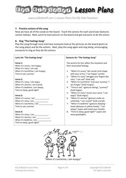 www.eslkidstuff.com | Lesson Plans for ESL Kids Teachers 
 
 
ESL KidStuff Lesson Plan: 
Feelings & Emotions 
Page 4 of 6