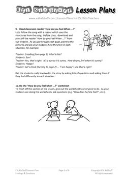 www.eslkidstuff.com | Lesson Plans for ESL Kids Teachers 
 
 
ESL KidStuff Lesson Plan: 
Feelings & Emotions 
Page 5 of 6