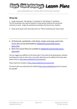 www.eslkidstuff.com | Lesson Plans for ESL Kids Teachers 
 
 
ESL KidStuff Lesson Plan: 
Feelings & Emotions 
Page 6 of 6