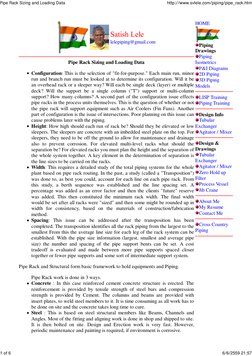 lelepiping@gmail.com
Pipe Rack Sizing and Loading Data
Configuration: This is the selection of "fit-for-purpose." Each main r