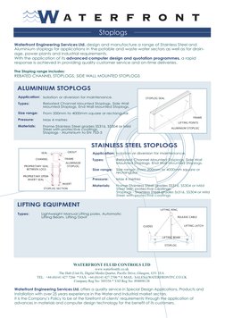 Lightweight Manual Lifting poles. Automatic 
Lifting Beam. Lifting Davit
Types:         
LIFTING EQUIPMENT
Isolation or diver