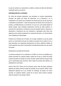 el juez las somete a su apreciación y análisis y, deduce de ellas los elementos
necesarios para su convicción.
DISTRIBUCIÓN D