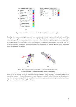 7 
 
  
(a) 
 
(b) 
Figura 11. (a) Velocidades y aceleraciones lineales. (b) Velocidades y aceleraciones angulares. 
En la Fi