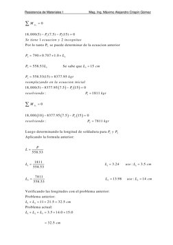 Resistencia de Materiales I
Mag. Ing. Máximo Alejandro Crispín Gómez
2
3
1
3
3
3
3
3
3
3
0
18, 000(5)
(7.5)
(15)
0
 
 1 
  2