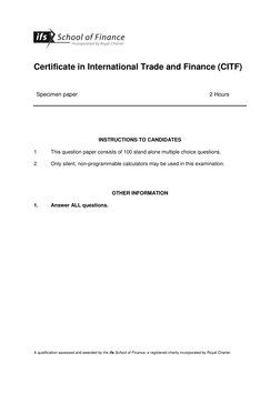 CITF Exam Specimen Paper Overview | PDF | Letter Of Credit | Invoice