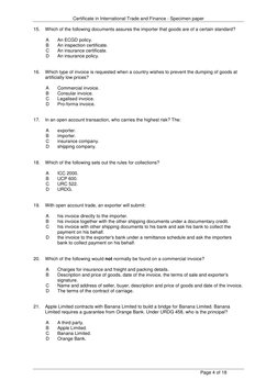 CITF Exam Specimen Paper Overview | PDF | Letter Of Credit | Invoice