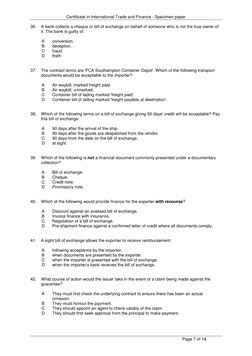 CITF Exam Specimen Paper Overview | PDF | Letter Of Credit | Invoice