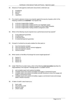 CITF Exam Specimen Paper Overview | PDF | Letter Of Credit | Invoice