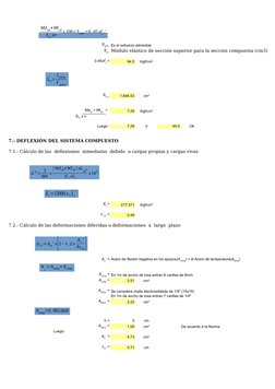 Es el esfuerzo admisible
Módulo elástico de sección superior para la sección compuesta (cm3)
94.5
1,646.53
7.29
Luego :
7.29