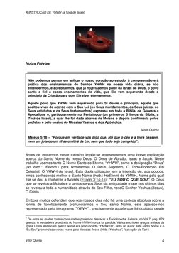 A INSTRUÇÃO DE YHWH (a Torá de Israel) 
 
Vítor Quinta 
4 
 
 
 
 
 
Notas Prévias