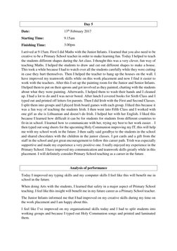 LCVP Work Experience Diary Example | PDF | Schools | Teachers