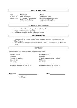 Lcvp Interview Example LCVP Curriculum Vitae Example | PDF | Behavior Modification | Learning