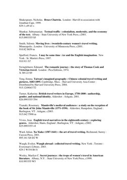 Shakespeare, Nicholas.  Bruce Chatwin.  London : Harvill in association with 
Jonathan Cape, 1999. 
829.1 c49 d1 s 
 
Shank