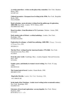 A certain somewhere : writers on the places they remember. New York : Random 
House, 2002. 
815.087 C41 
 
Cultural encounter