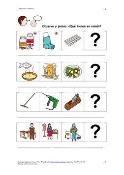 Categorías- Adultos 1 
Observa y piensa: ¿Qué tienen en común?  
……………………………………..……………………………………………………………………………
……………………………………