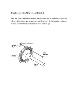 Encoder increméntal (Incremental Encoder)
Este tipo de encoder se caracteriza porque determina su posición, contando el
númer