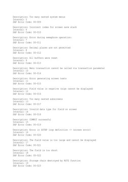 SAP Error Codes and Descriptions | PDF | Error | Menu (Computing)