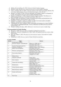 2 
 
• 
Halliday, M. A. K. & Hasan, R. (1976). Cohesion in English. London: Longman. 
• 
Hyland, K. (2005). Metadiscourse: Ex