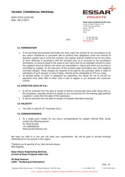 Essar Heavy Engineering Services 
(A Unit of Essar Projects (I) Ltd.) 
27 KM Surat-Hazira Road 
Hazira - 394 270 
Dist. S