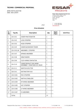 Essar Heavy Engineering Services 
(A Unit of Essar Projects (I) Ltd.) 
27 KM Surat-Hazira Road 
Hazira - 394 270 
Dist. S