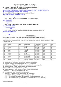 Class 12 SQL Practice Questions | PDF | Table (Database) | Relational ...
