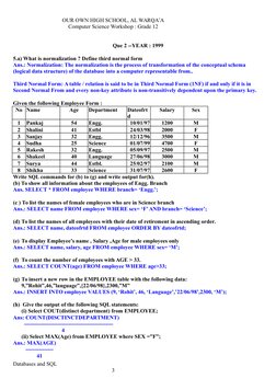 Class 12 SQL Practice Questions | PDF | Table (Database) | Relational ...