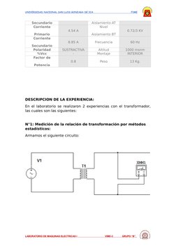 UNIVERSIDAD NACIONAL SAN LUIS GONZAGA DE ICA                                     FIME
Secundario
Aislamiento AT
Corriente
Pri