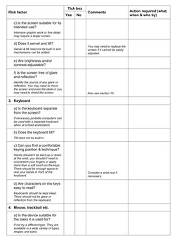 DSE User Workstation Checklist | PDF | Computer Keyboard | Chair