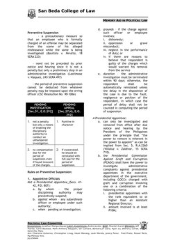 San Beda College of Law                                  
9
MEMORY AID IN POLITICAL LAW
Preventive Suspension
-  a  precautio