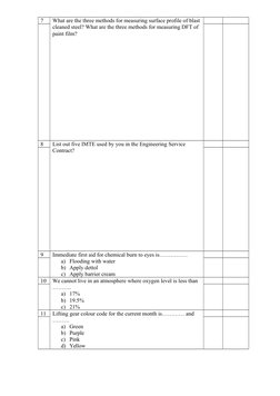 7
What are the three methods for measuring surface profile of blast
cleaned steel? What are the three methods for measuring D
