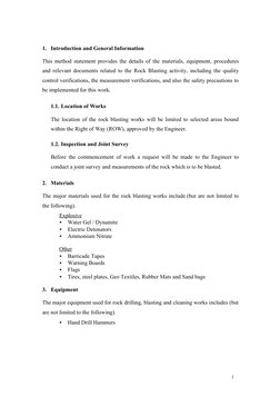Rock Blasting Method Statement | PDF | Drilling | Nature