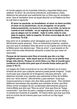 el mundo pagano se ha inventado historias y leyendas falsas para 
celebrar “el amor” de una forma antinatural, anticristiana