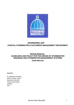 ENGINEERING UNIT
COASTAL STORMWATER & CATCHMENT MANAGEMENT DEPARTMENT
DESIGN MANUAL:
GUIDELINES AND POLICY FOR THE DESIGN OF