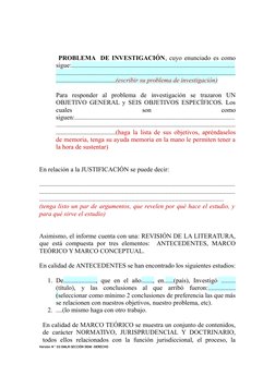 PROBLEMA  DE INVESTIGACIÓN, cuyo enunciado es como
sigue:...................................................................