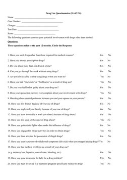 Dast Questionnaire.pdf DAST-20 Drug Use Questionnaire | PDF | Lifestyle