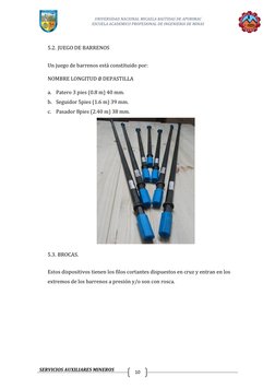 UNIVERSIDAD NACIONAL MICAELA BASTIDAS DE APURIMAC 
ESCUELA ACADEMICO PROFESIONAL DE INGENIERIA DE MINAS 
 
  
 
SERVICIOS AUX