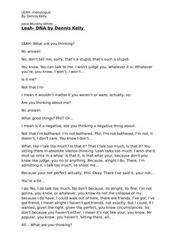 LEAH -monologue                                                                                                    
By Dennis