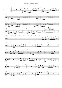 1
Celia Cruz - La vida es un carnaval
 Trumpet      
2
& O \\
3
4
. . . . . . F . . . .
5
. . . . . . F . . . .
6
& O .
. . .