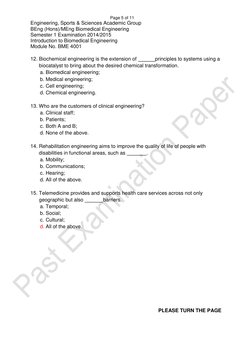 Biomedical Engineering Questions Biomedical Engineering Exam Questions | PDF | Biomedical Engineering ...