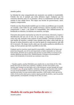 Amados padres,
La felicidad de estar compartiendo este momento con ustedes es incalculable.
Ustedes  dos  son  el  ejemplo  q