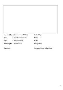 Inspected By :   ( Assessor / Scaffolder )