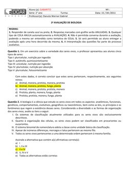 Aluno (a): GABARITO                                                                                             Nº.: 
Série: