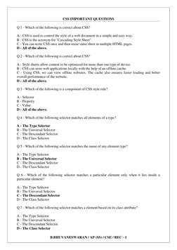CSS MCQs and Important Questions | PDF | Cascading Style Sheets | Human ...