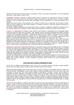 Apostila de Tantra – Harmonia no Relacionamento 
 
Roberta Nubling Struzani – Fisioterapia Obstétrica, Ginecológica E Terapeu