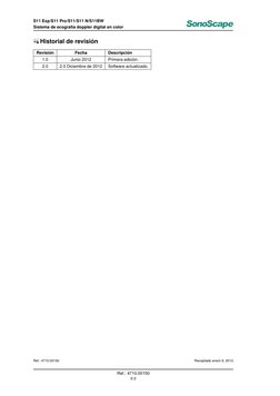 S11 Exp/S11 Pro/S11/S11 N/S11BW
Sistema de ecografía doppler digital en color
Historial de revisión
Revisión
Fecha
Descripció