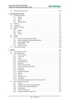 S11 Exp/S11 Pro/S11/S11 N/S11BW
Sistema de ecografía doppler digital en color
4.5.
Interfaz del usuario principal . . . . . .