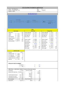 CALCULATION OF BEAM/COLUMN SPLICE
Project :  INCO-Balantang
Rev. :
0
Building : Transfer Tower TT-02
Date :
3/14/2017
Enginee