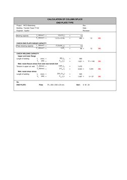 CALCULATION OF COLUMN SPLICE
END PLATE TYPE
Project :  INCO-Balantang
Rev. :
Building : Transfer Tower TT-02
Date :
Engineer